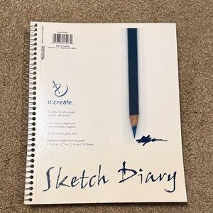UCreate Spiral Sketch Diary with Blue Pencil Design